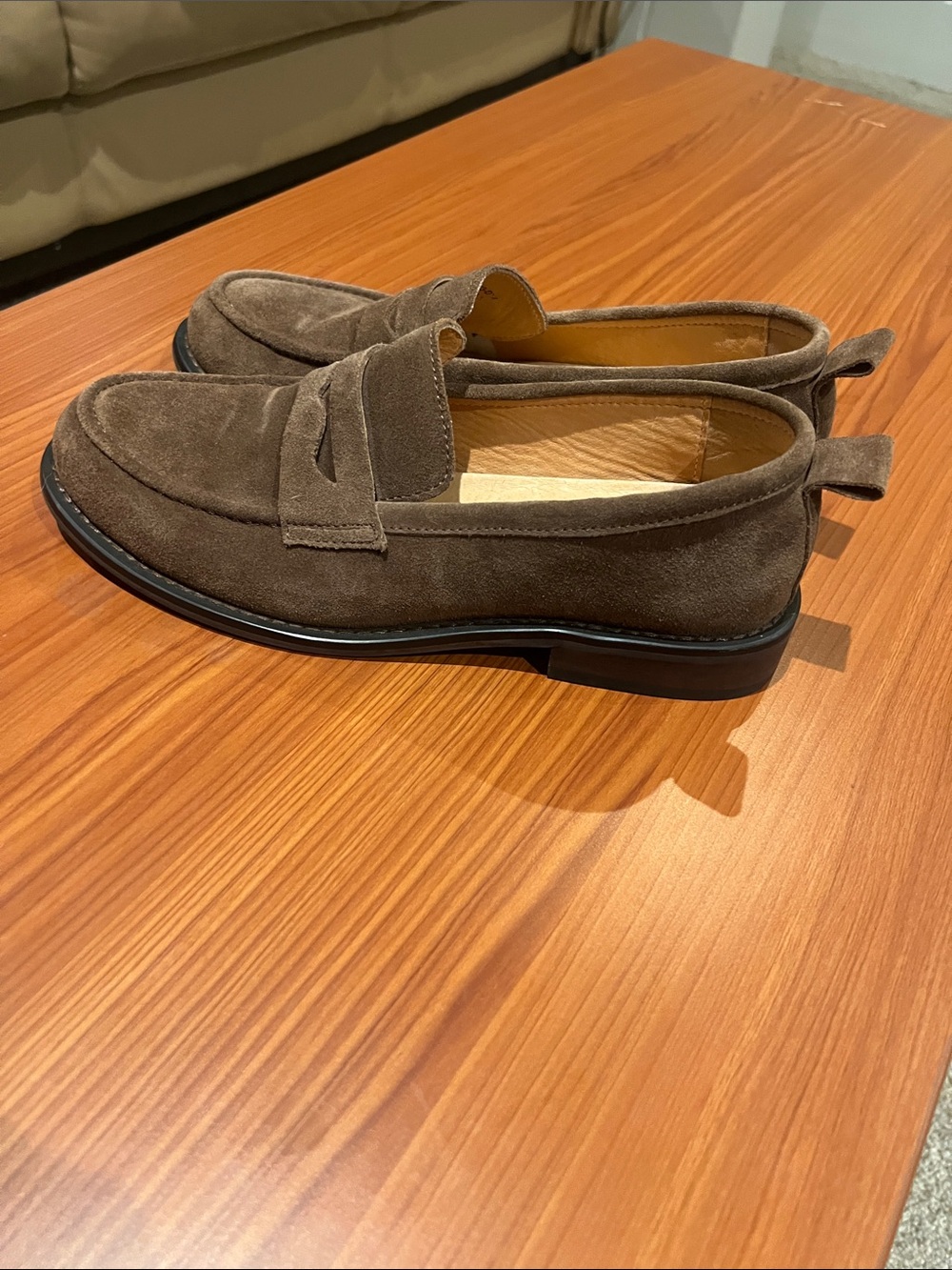 Men's Suede Penny Loafers in Brown - Picture 3 of 6